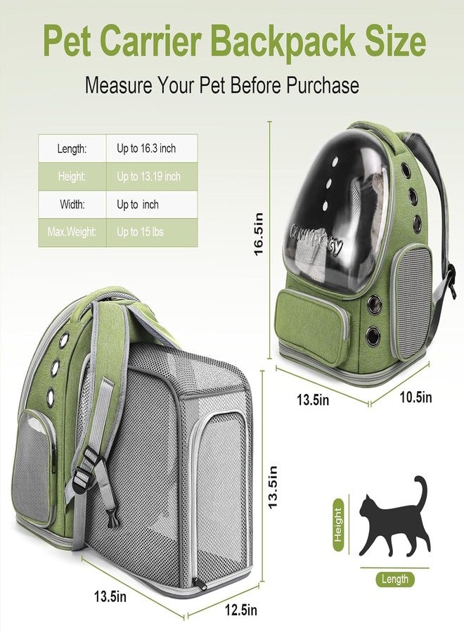 Onomie Cat Backpack Carrier, Breathable Cat Carrier Large Space Bubble Pet Backpack for Kitty Small Dog up to 15lbs, Transparent & Foldable Pet Carrier for Travel Hiking (Square Expandable- Green) - Image 4